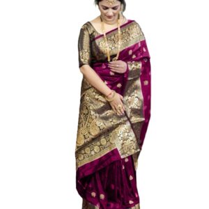 C J Enterprise Women's Pure Soft Kanjivaram Silk Saree For Wedding Banarasi Style Sari With Blouse Piece (Vruksh-50)