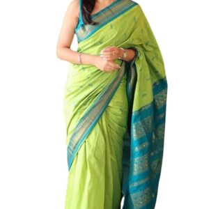 SGF11 Women's Kanjivaram Soft Cotton Linen Silk Saree With Blouse Piece