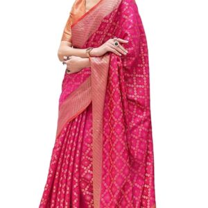 SWORNOF Women's Patola Silk Saree With Unstitched Boluse Piece
